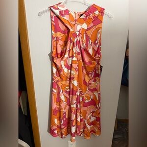 Vibrant Pink and Orange Women's Midi Dress